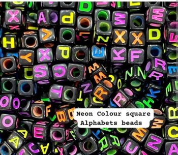 Aphabet square beads -Nyon colour Beads