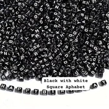 Aphabet square beads -Black base