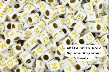 Square alphabet beads-Gold base