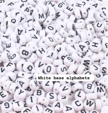 Alphabets beads round -white  base