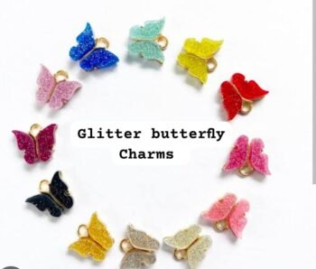 Glitter butterfly Enamel Charms