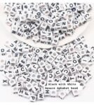 Square alphabet beads -White Base