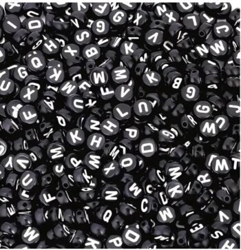 Alphabets Beads -Black round base